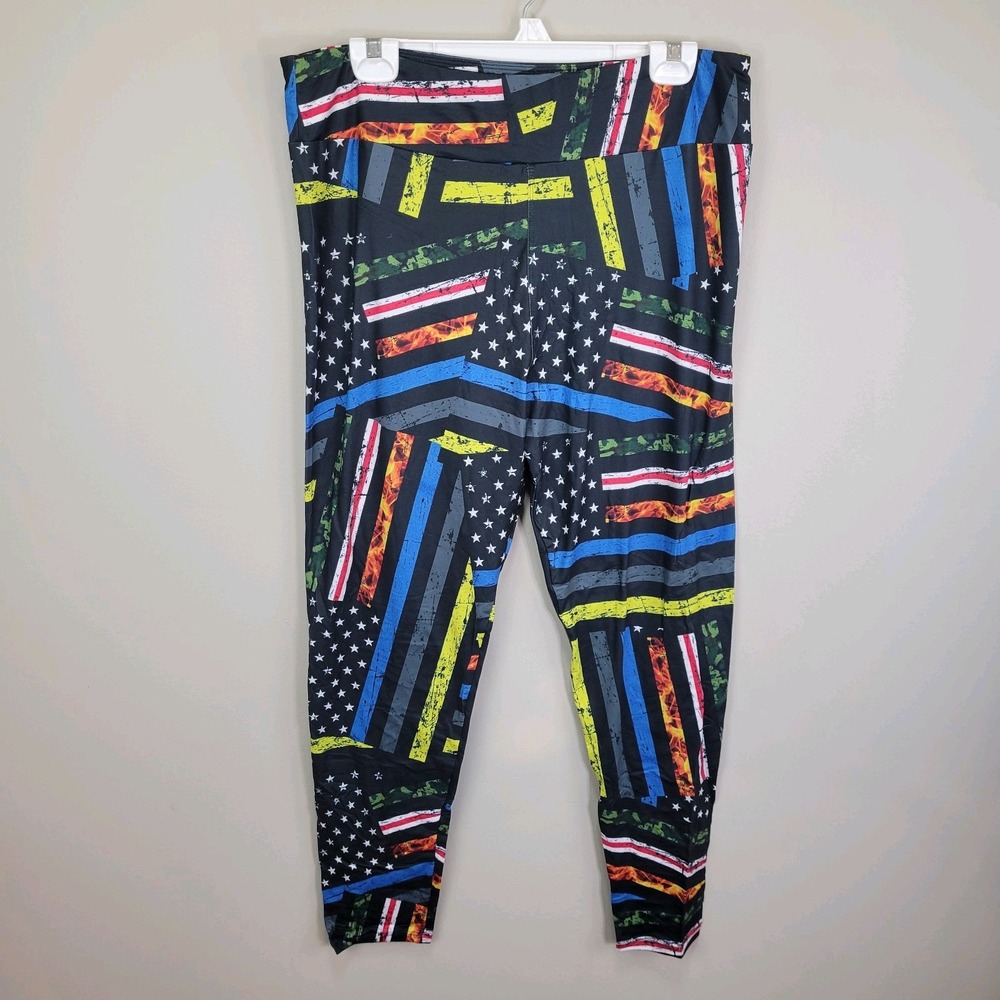 Dren Designs‎ First Responder Poly Spandex  Leggings Wide Waistband Curvy Plus